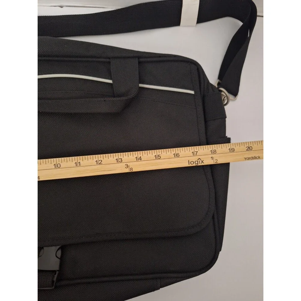 Soren Black Canvas Briefcase Messenger Security Fast Pass Laptop Bag -NEW